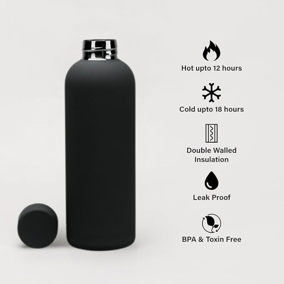 Portable Stainless Steel Insulated Vacuum Eco-Friendly Water Bottle | BLACK Portable Stainless Steel Insulated Vacuum Eco-Friendly Water Bottle | BLACK