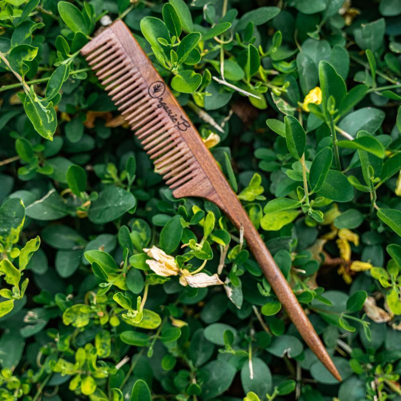Organic B's Premium Rosewood/Sheesham Wood Comb with Tail Handle sheesham comb, organic wood comb, wooden comb, sheesham wood comb, organic neem comb, organic hair products, detangling comb, dressing comb, wood comb, handmade wood comb, rosewood comb, organic rosewood comb,