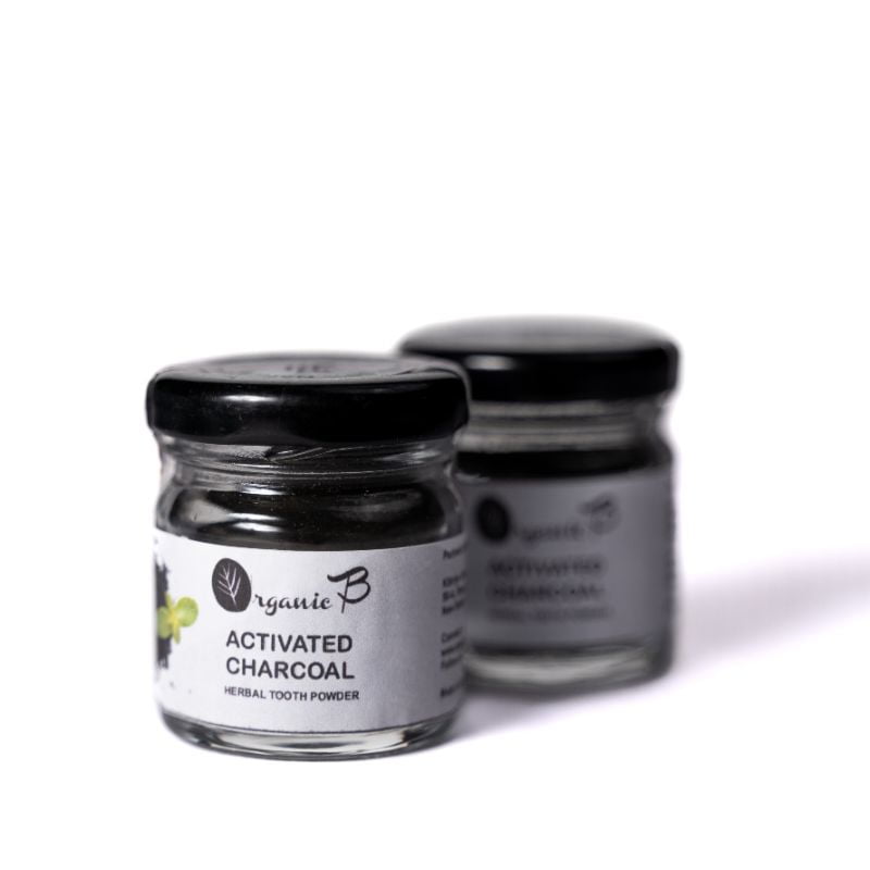 Organic B charcoal powder front Organic B charcoal powder front