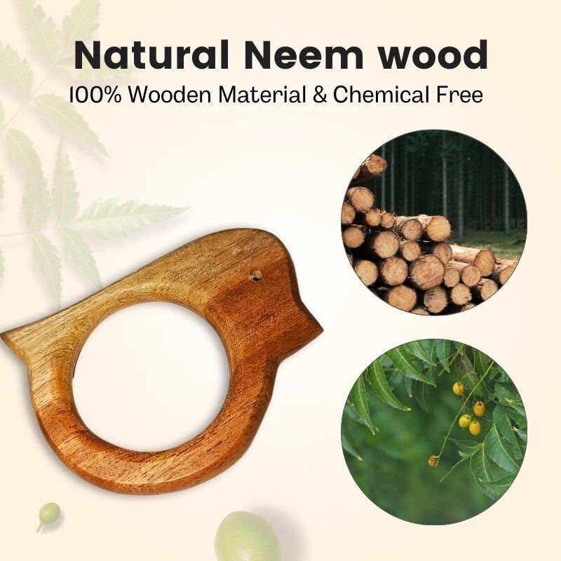 Birds Shape Neem Wood bay Teether Birds Shape Neem Wood bay Teether